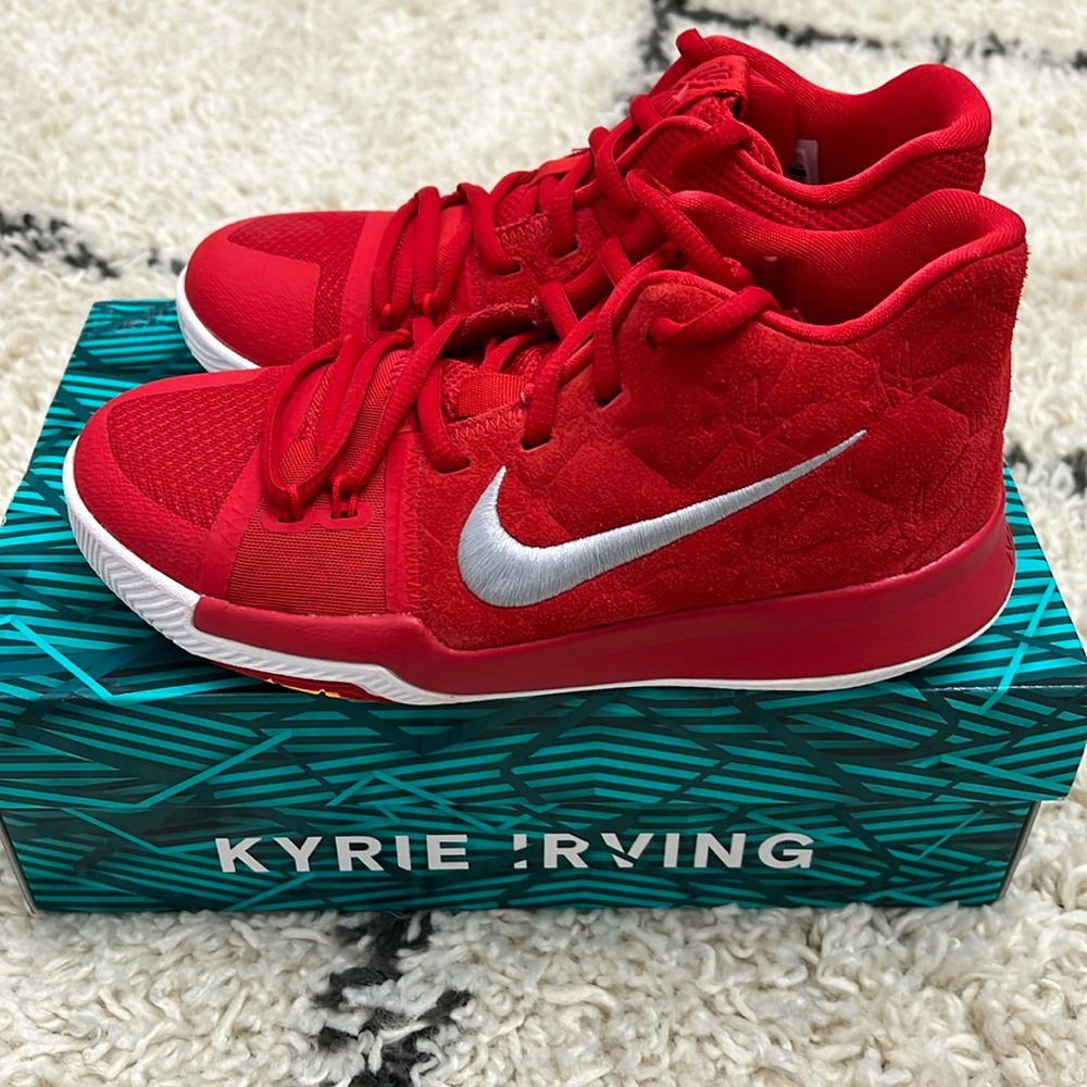 Brand new in box Kyrie 3 in red suede